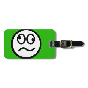 Funny Face on Green Background Luggage Tag