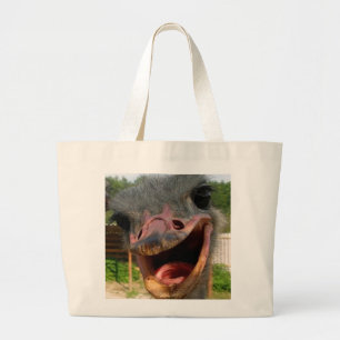 Funny Face Ostrich Bird Photo Large Tote Bag