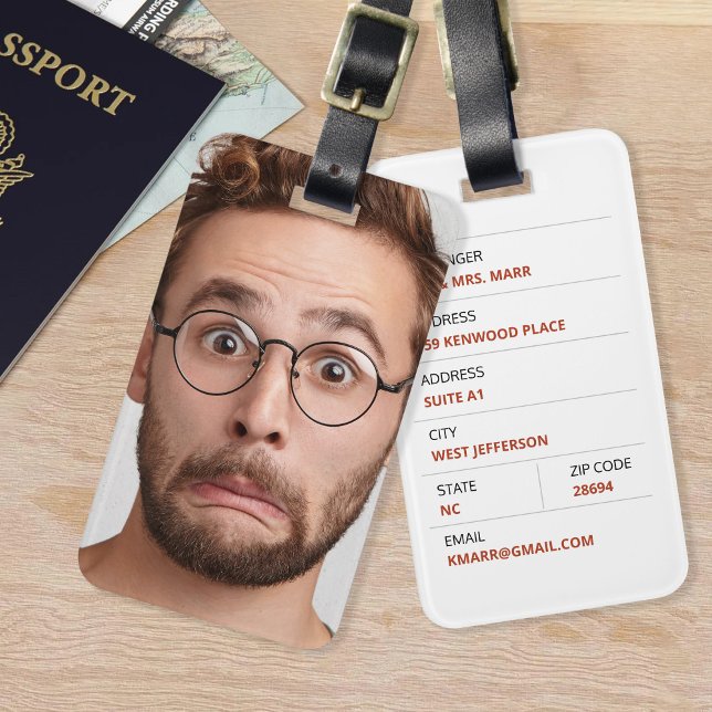 Funny Face Passenger Custom Image Luggage Tag (Creator Uploaded)