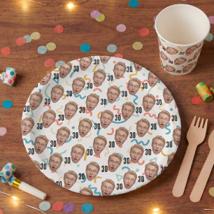 Funny Face Personalized Photo Party Paper Plates