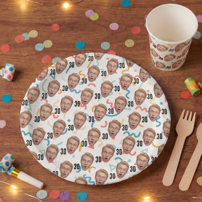 Funny Face Personalized Photo Party Paper Plates (Creator Uploaded)