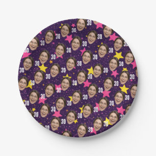 Funny Face Personalized Photo Pink Party Paper Plates