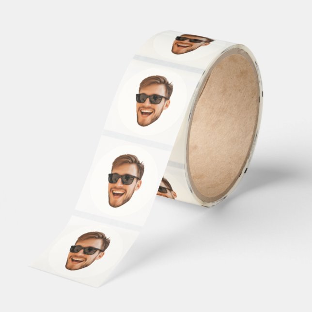 Funny Face Photo Transparent Small Classic Round Sticker (Roll)