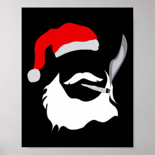 Funny Face Santa Clause Smoking Weed Christmas  Poster