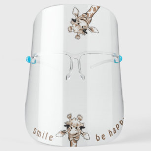 Funny Face Shield with Giraffe - Smile - Your Text