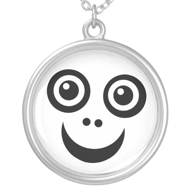 Funny Face Silver Plated Necklace (Front)