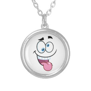 funny face silver plated necklace