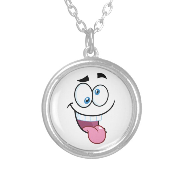 funny face silver plated necklace (Front)