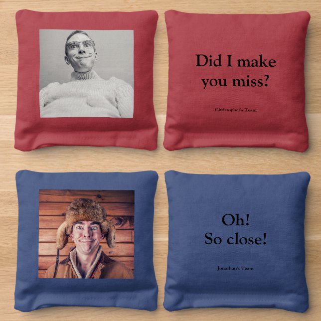 Funny Face Smack Talk Cornhole Bags (Wood)