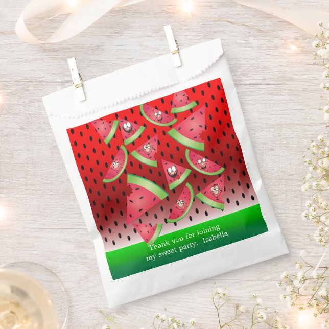 Funny Face Watermelon Design Favor Bag (Clipped)
