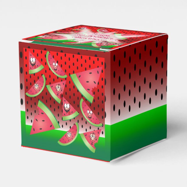 Funny Face Watermelon Kid's Birthday Favor Boxes (Front Side)