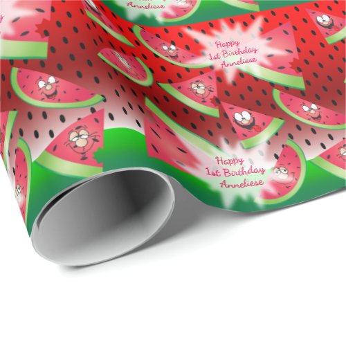 Funny Face Watermelon Wrapping Paper