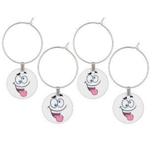 funny face wine charm