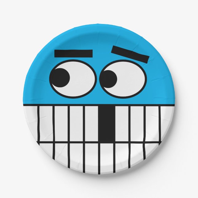Funny face with missing tooth Birthday party Paper Plates (Front)
