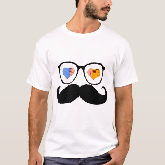 Funny Face with Mustache 3 T-Shirt (Front)