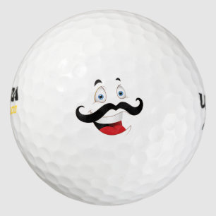 Funny Face with Mustache Golf Balls