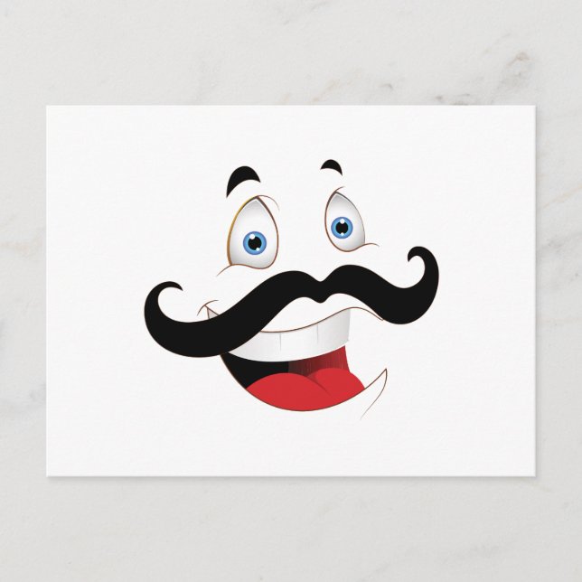 Funny Face with Mustache Postcard (Front)