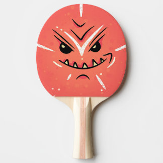 Funny Face with Smirky Smile - Red Ping Pong Paddle