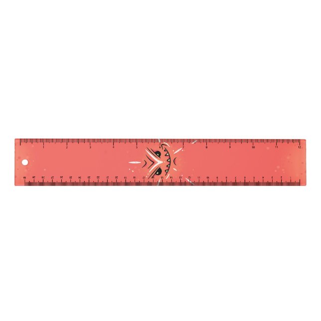 Funny Face with Smirky Smile - Red Ruler (Front)