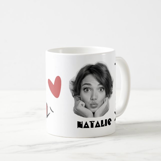 Funny Face | Yummy Smile Fun White Photo Mug (Front Right)