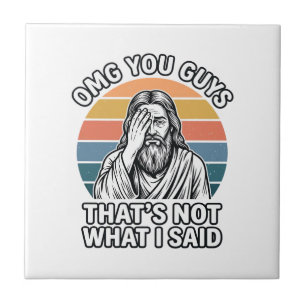 Funny Facepalm Retro Quote Vintage Engraving Shirt Ceramic Tile