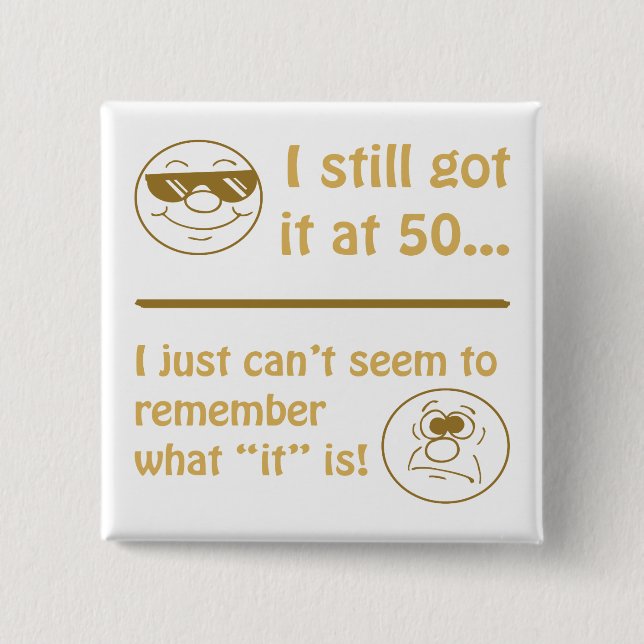 Funny Faces 50th Birthday Gag Gifts Button (Front)