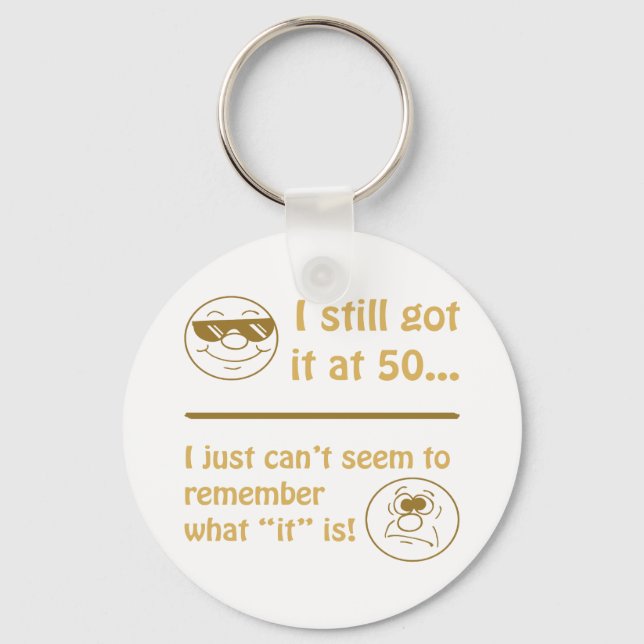 Funny Faces 50th Birthday Gag Gifts Keychain (Front)