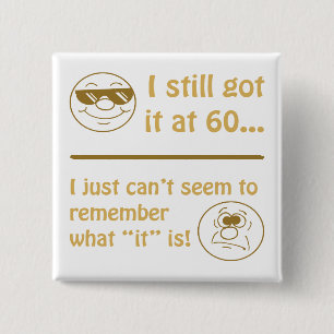 Funny Faces 60th Birthday Gag Gifts Button