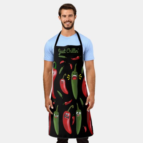 Funny faces chili chile peppers Mexican southwest Apron
