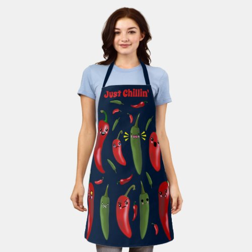 Funny faces chili chile peppers Mexican southwest  Apron