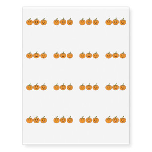 Funny Faces Emoji Pumpkin Halloween Gift Temporary Tattoos