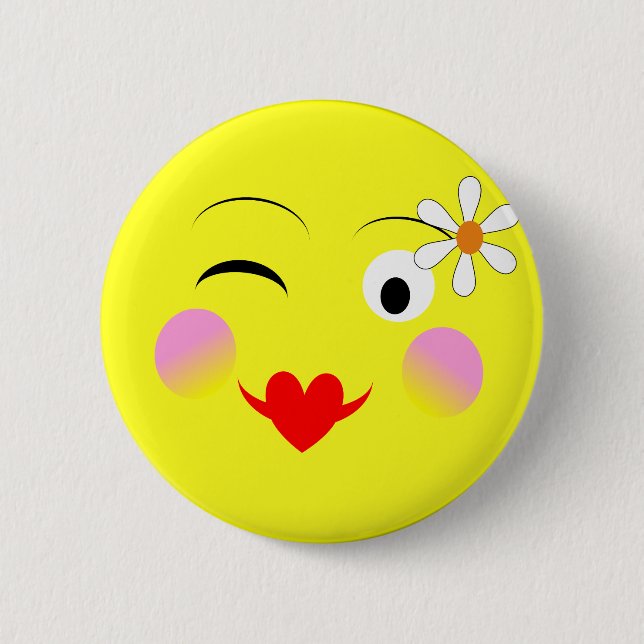 Funny Faces Emotional Cute Button (Front)