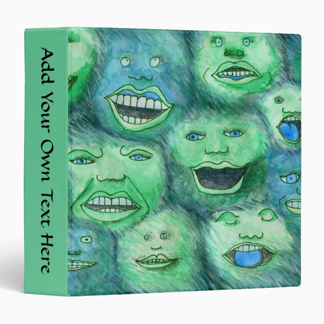 Funny Faces. Fun Cartoon Monsters. Green. Binder (Front/Spine)