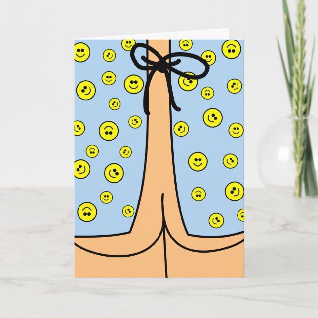 Funny Faces Hospital Gown Feel Better Soon Card (Front)