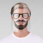 Funny Facial Hair & Hipster Glasses Face Shield (Insitu)
