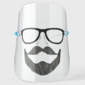 Funny Facial Hair & Hipster Glasses Face Shield (Front)