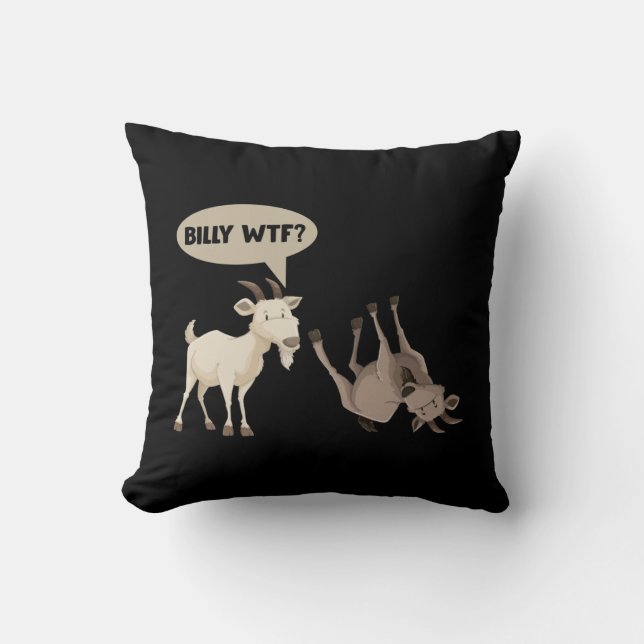 Funny Fainting Goat Hilarious Mountain Animal Throw Pillow (Front)