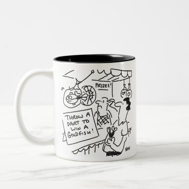 Funny Fairground Darts Stall Two-Tone Coffee Mug (Left)