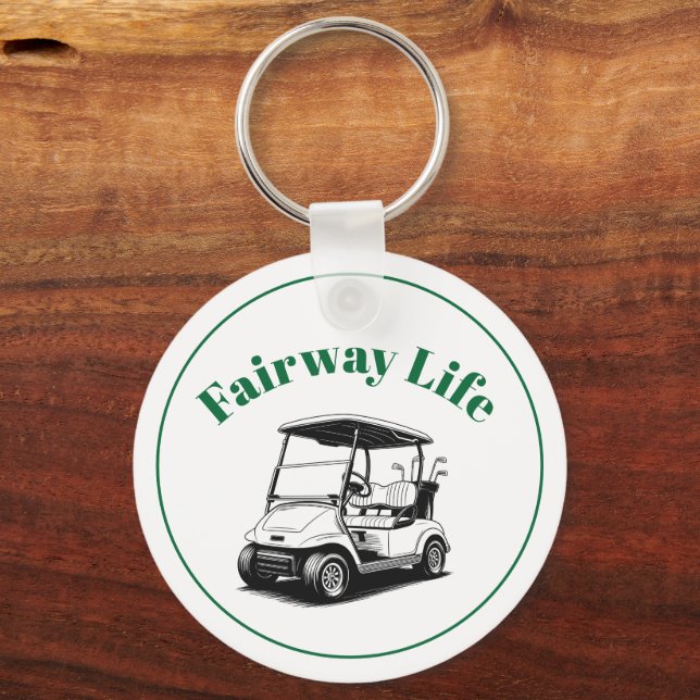 Funny Fairway Life Golf Cart Keys Keychain (Front)