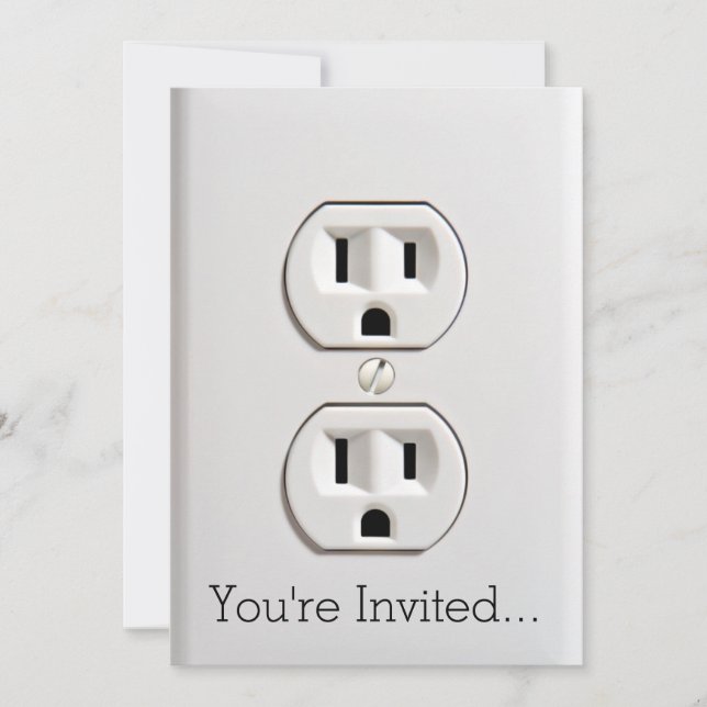 Funny Fake Electrical Outlet Invitation (Front)