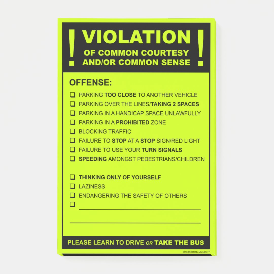 Funny Fake Parking Ticket Driving Citation Post-it Notes | Zazzle