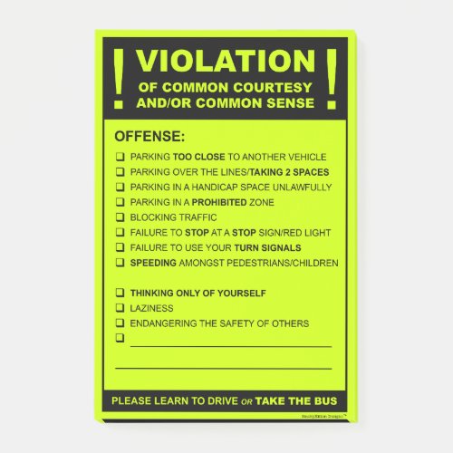 Funny Fake Parking Ticket Driving Citation Post_it Notes