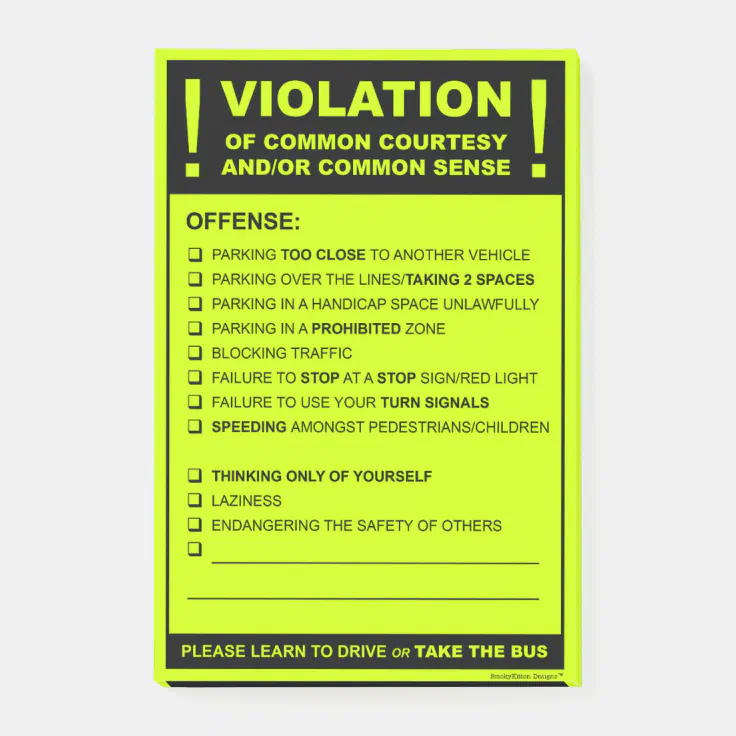 Funny Fake Parking Ticket Driving Citation Post It Notes Zazzle