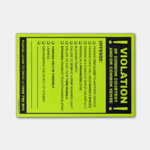 Funny Fake Parking Ticket Driving Citation Post-it Notes