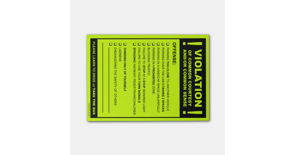Funny Fake Parking Ticket Driving Citation Post It 174 Notes