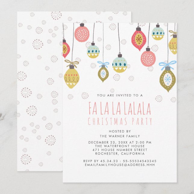 Funny Falalala Christmas Party Invitation (Front/Back)