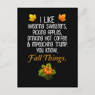 Funny Fall Autumn Political Anti-Trump Design Postcard