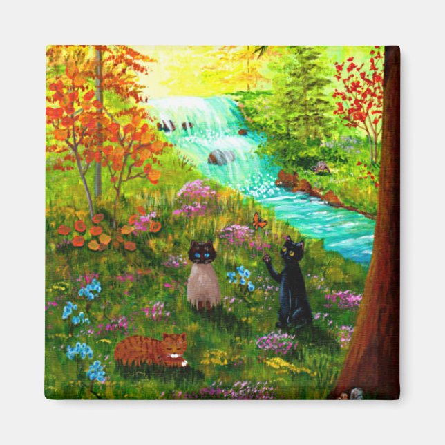 Funny Fall Cat Creationarts Magnet (Front)