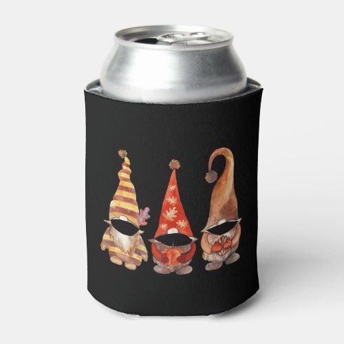 Funny Fall Gnomes with Mask Halloween Gift Can Cooler
