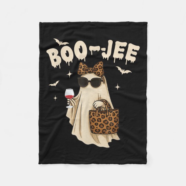 Funny Fall Halloween Ghost Boujee Boo Jee Soky Sea Fleece Blanket (Front)